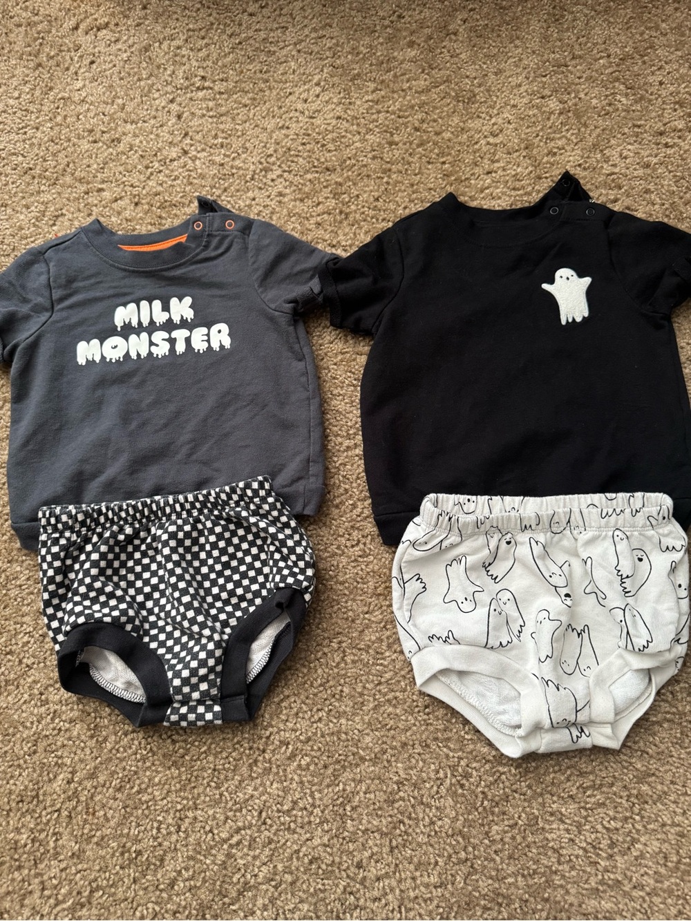 Cat & Jack Black and Gray Ghost Graphic Tee & Brief Set